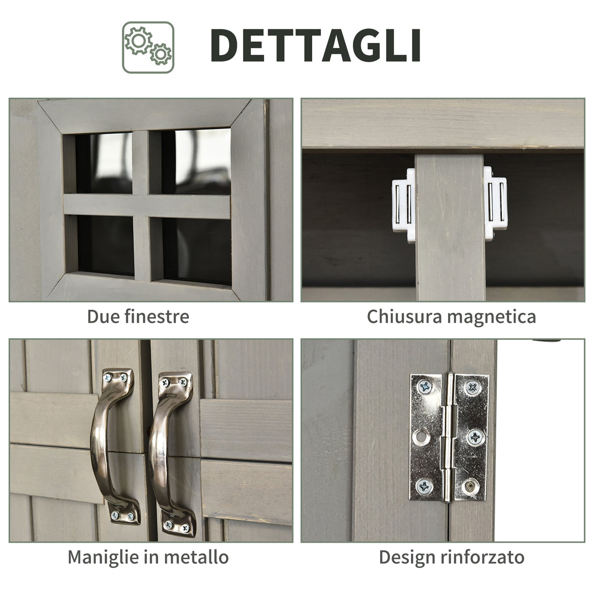 easycomfort easycomfort casetta da giardino legno con porta doppia mensole e finestre 127 5x50x164cm