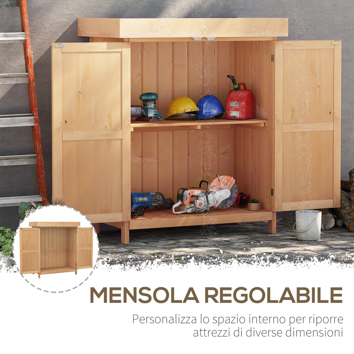 easycomfort easycomfort armadio da esterno ripostiglio da giardino a 2 ripiani porta attrezzi in legno 74 43 88cm ean 8054144131870
