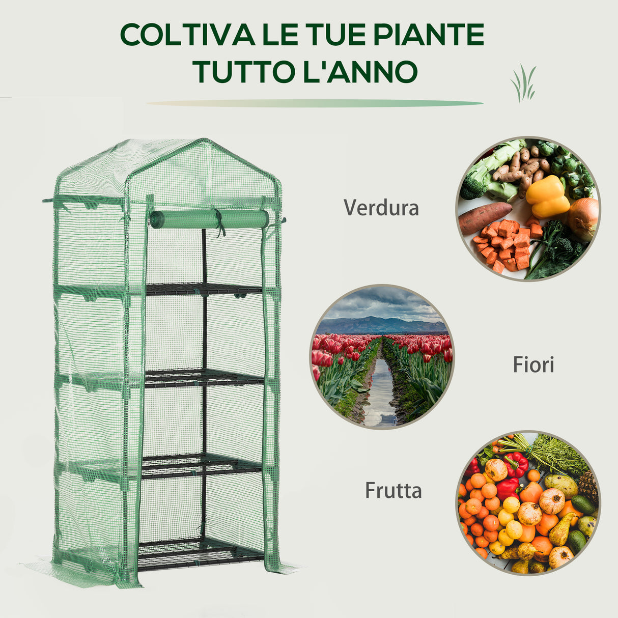 easycomfort easycomfort serra per piante verticale con scaffale a 4 ripiani in acciaio e pe verde scuro 70x50x160cm