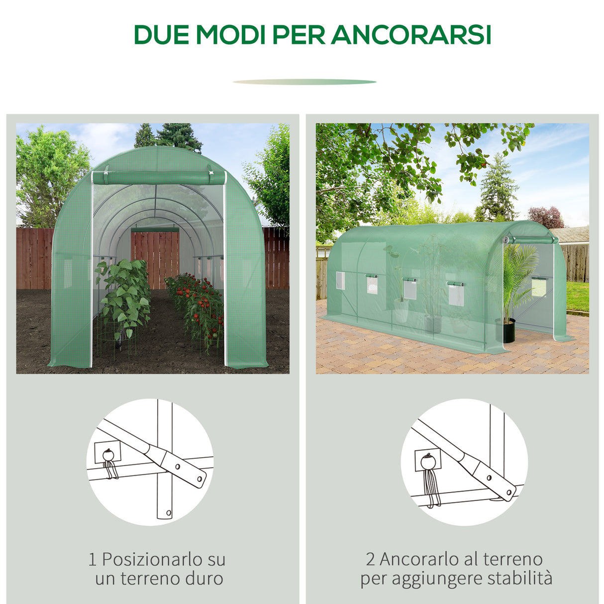 easycomfort easycomfort serra a tunnel da giardino struttura in acciaio con 8 finestre verde 500x200x210cm ean 8054111848220