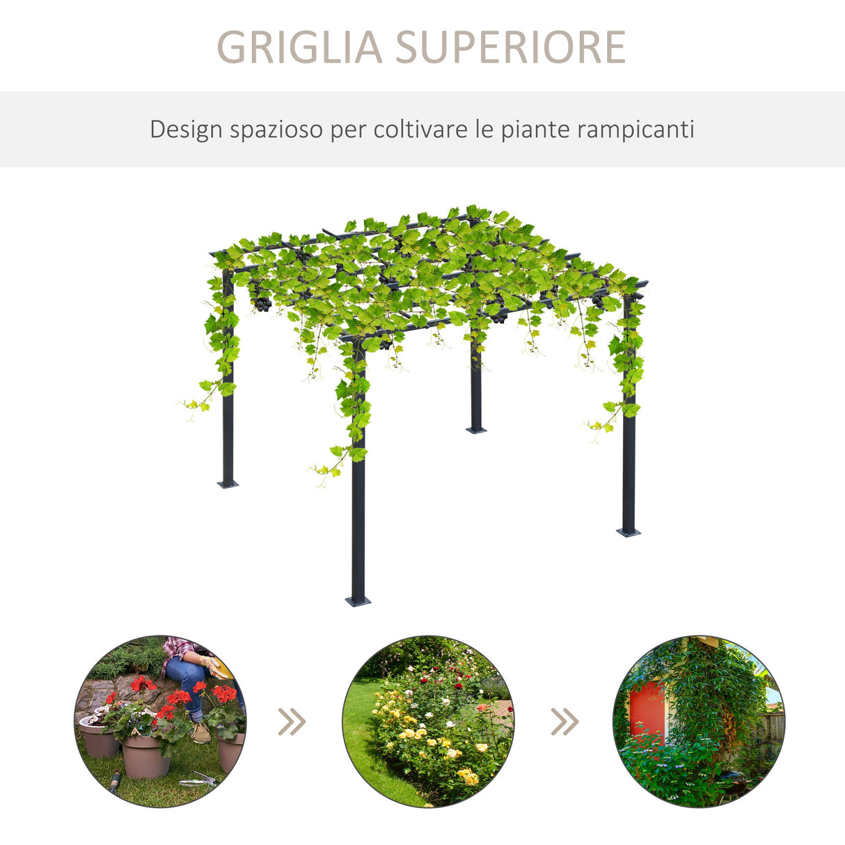 easycomfort easycomfort pergolato da giardino struttura in metallo nero 300 x 300 x 230 cm