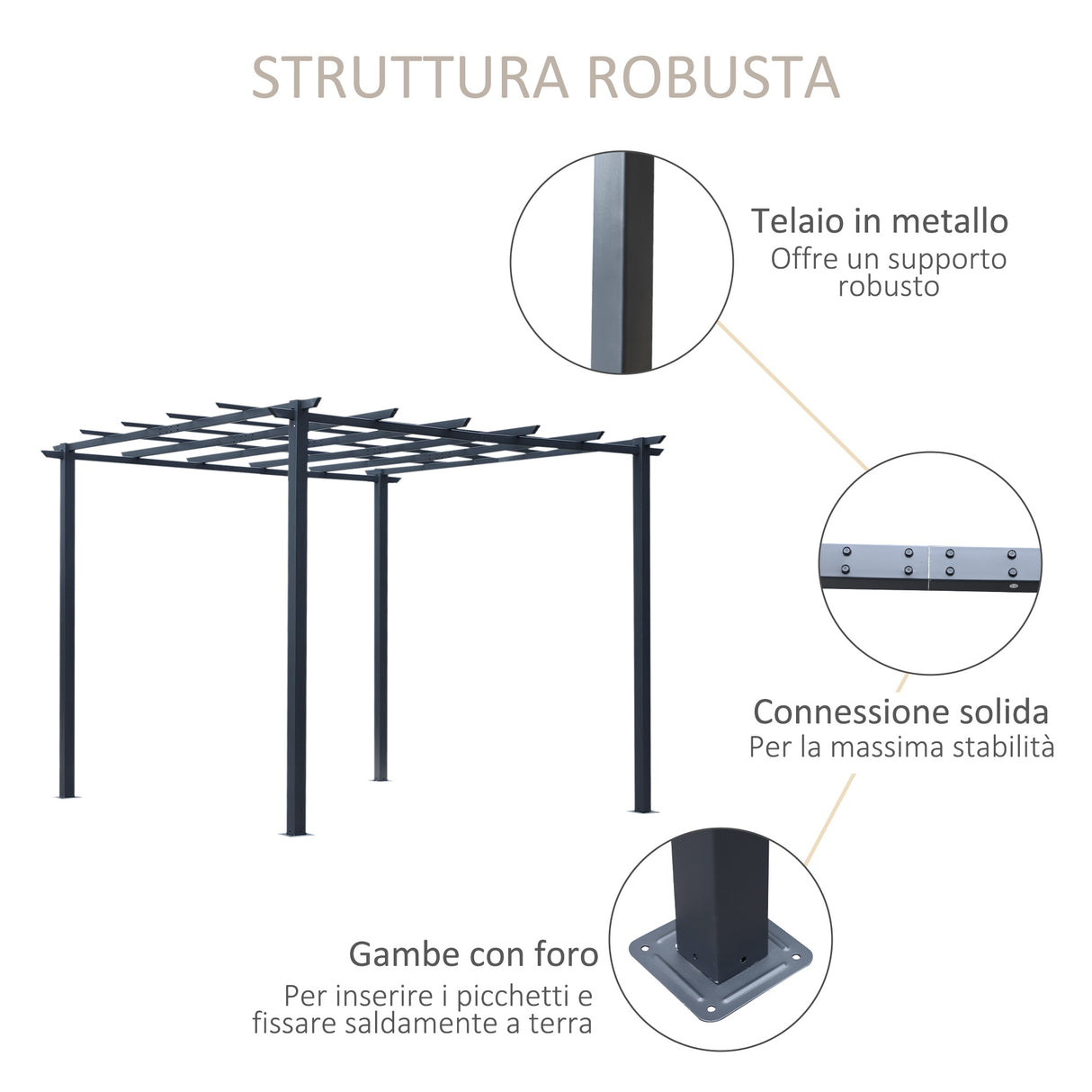easycomfort easycomfort pergolato da giardino struttura in metallo nero 300 x 300 x 230 cm