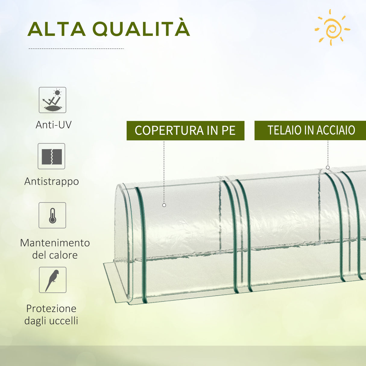 easycomfort easycomfort serra a tunnel in pvc trasparente e acciaio con porte a cerniera 295x100x80 cm