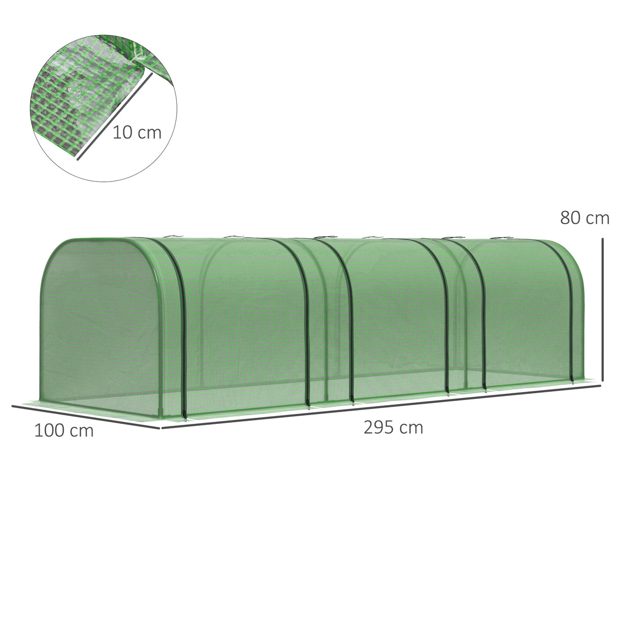easycomfort easycomfort serra da giardino a tunnel in acciaio e plastica pp con porte avvolgibili 295x100x80 cm verde