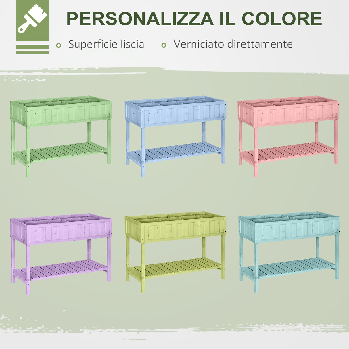 easycomfort easycomfort orto pensile urbano con 8 griglie e ripiano inferiore per piante da giardino 120x60x81cm legno ean 8054144136189