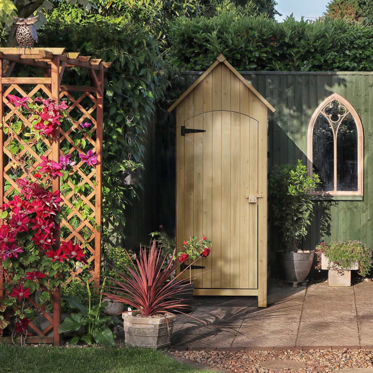 easycomfort easycomfort casetta porta attrezzi da giardino in legno impermeabile con porte e mensole ean 8054144133607