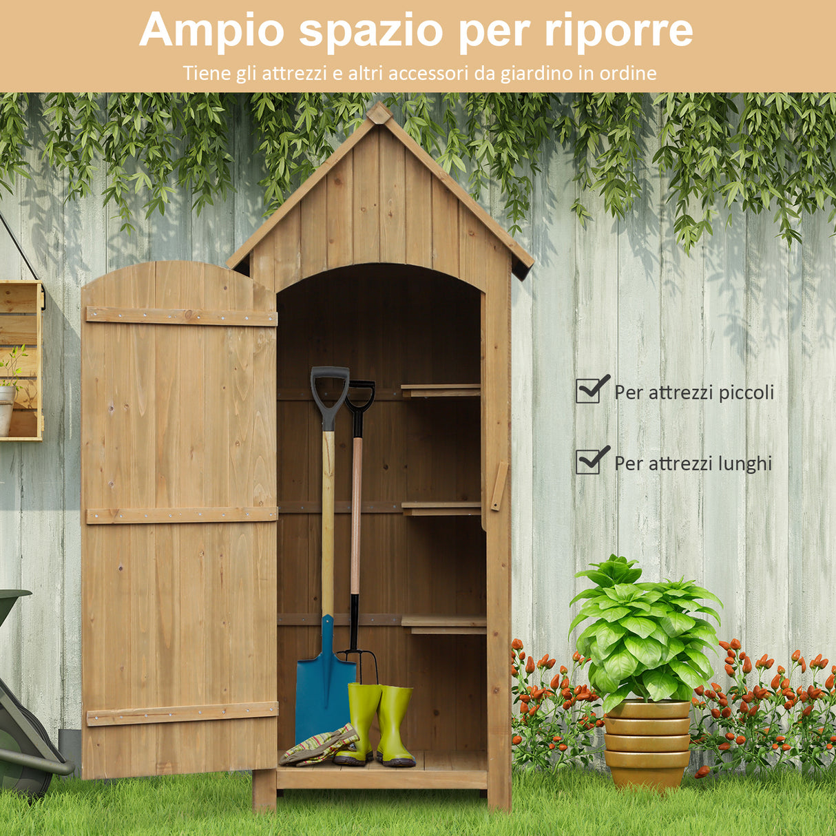 easycomfort easycomfort casetta porta attrezzi da giardino in legno impermeabile con porte e mensole ean 8054144133607