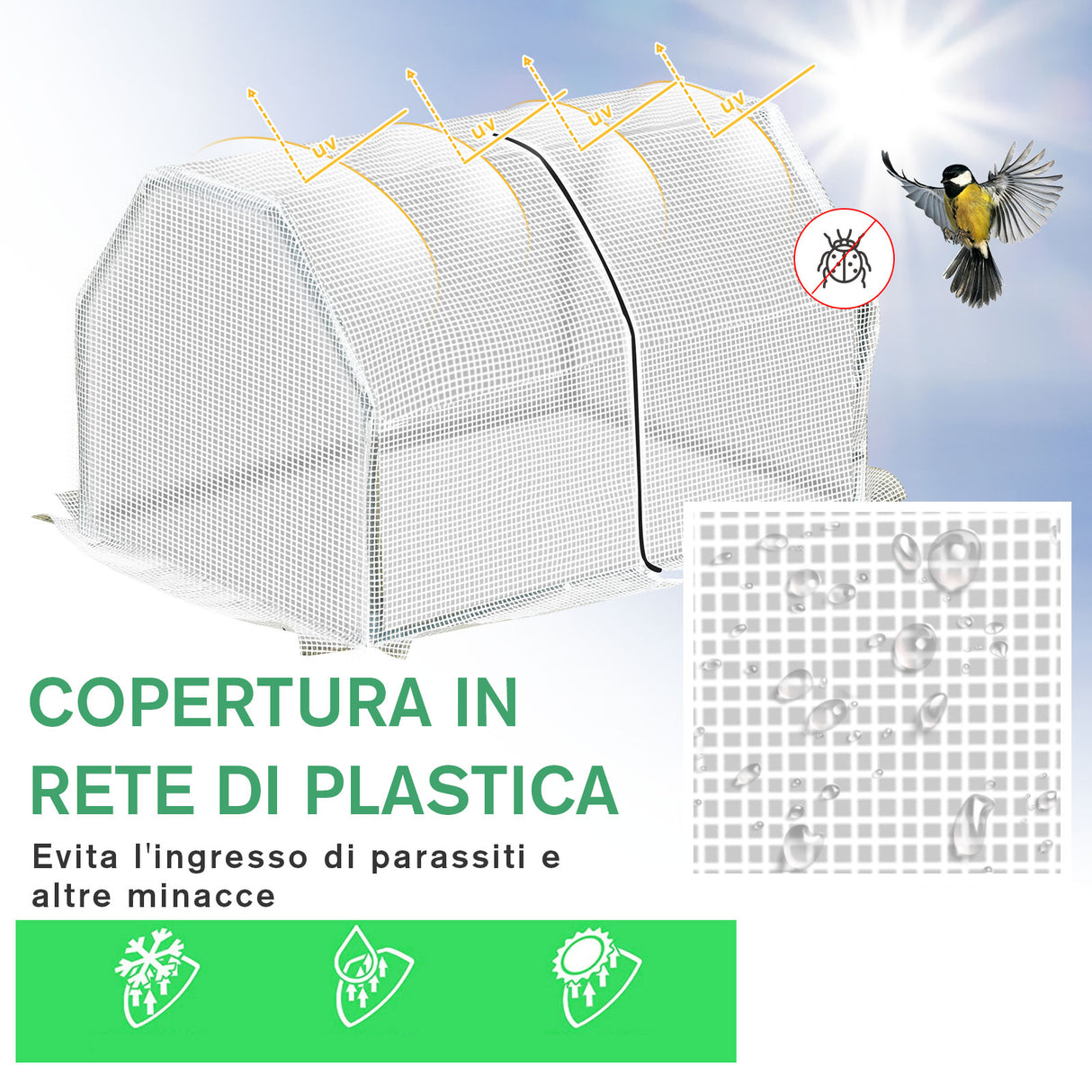 easycomfort easycomfort mini serra da giardino e balcone in plastica pe e acciaio con chiusura a zip 99x71x60 cm