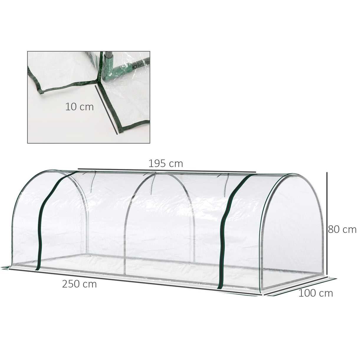easycomfort easycomfort oustunny serra da giardino con porte anteriori a cerniera in acciaio e pvc 250x100x80 cm