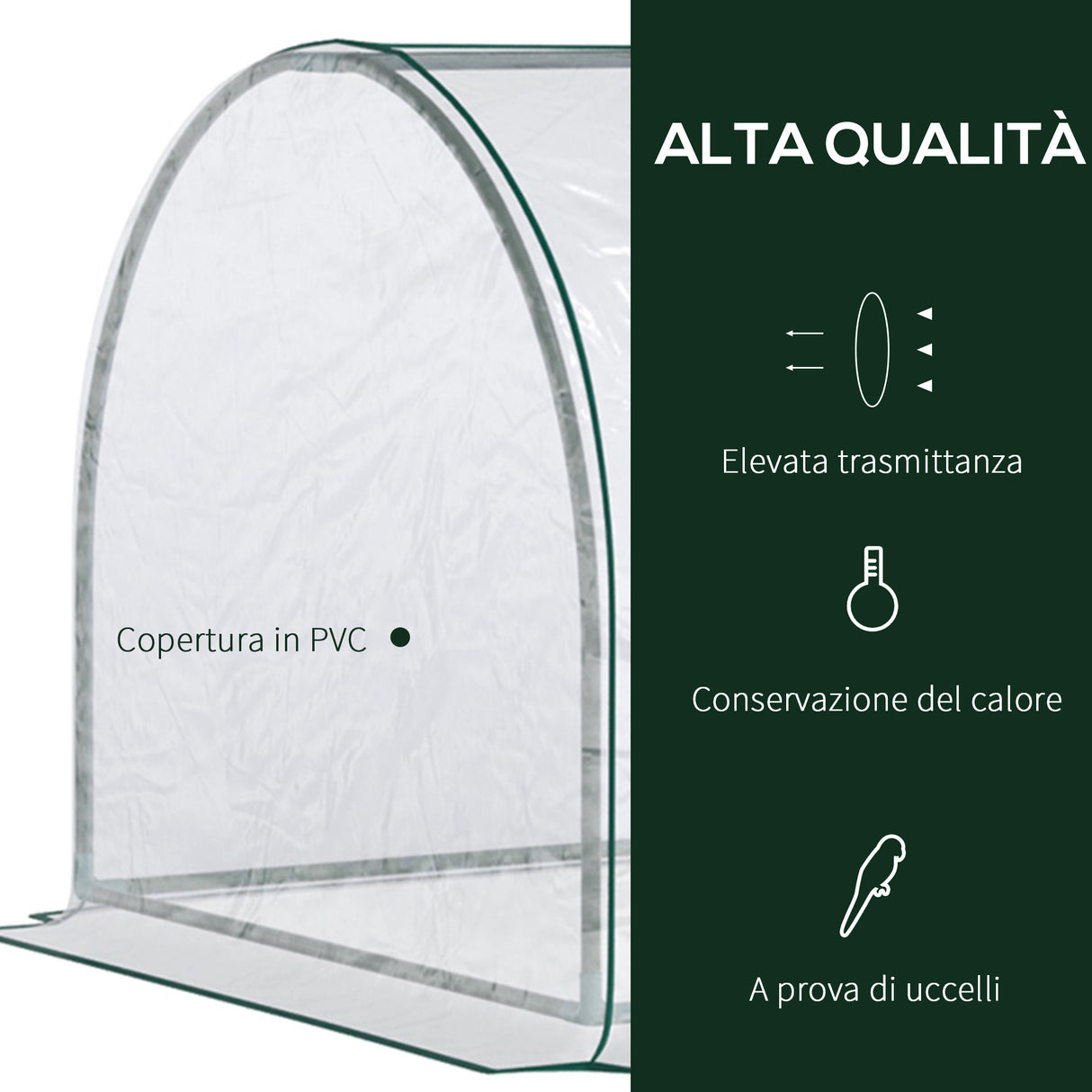 easycomfort easycomfort oustunny serra da giardino con porte anteriori a cerniera in acciaio e pvc 250x100x80 cm