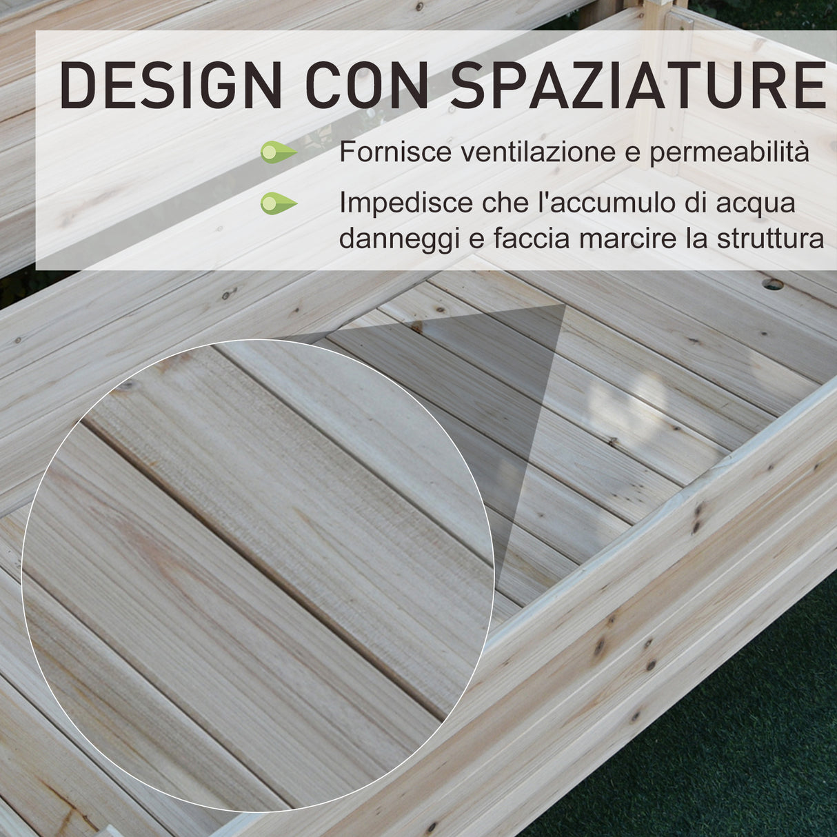 easycomfort easycomfort fioriera da esterno a 2 livelli in legno di abete con foro di drenaggio 115x114x76 cm