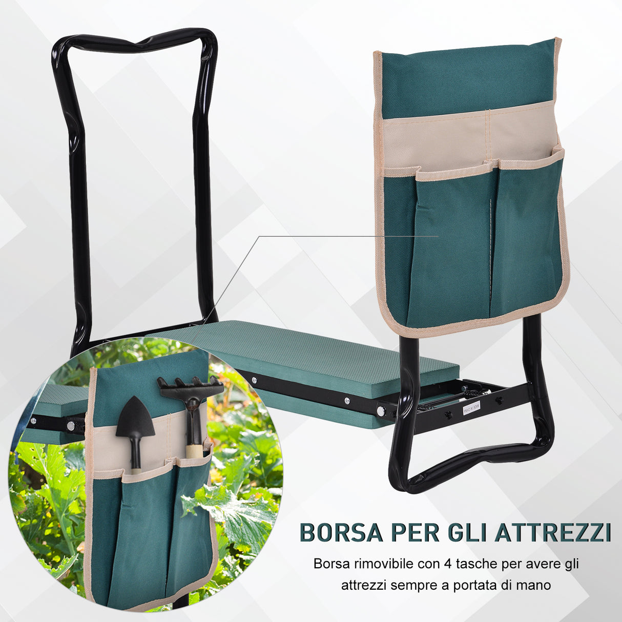 easycomfort easycomfort inginocchiatoio panca da giardino pieghevole con tasca porta attrezzi ean 8054111840460
