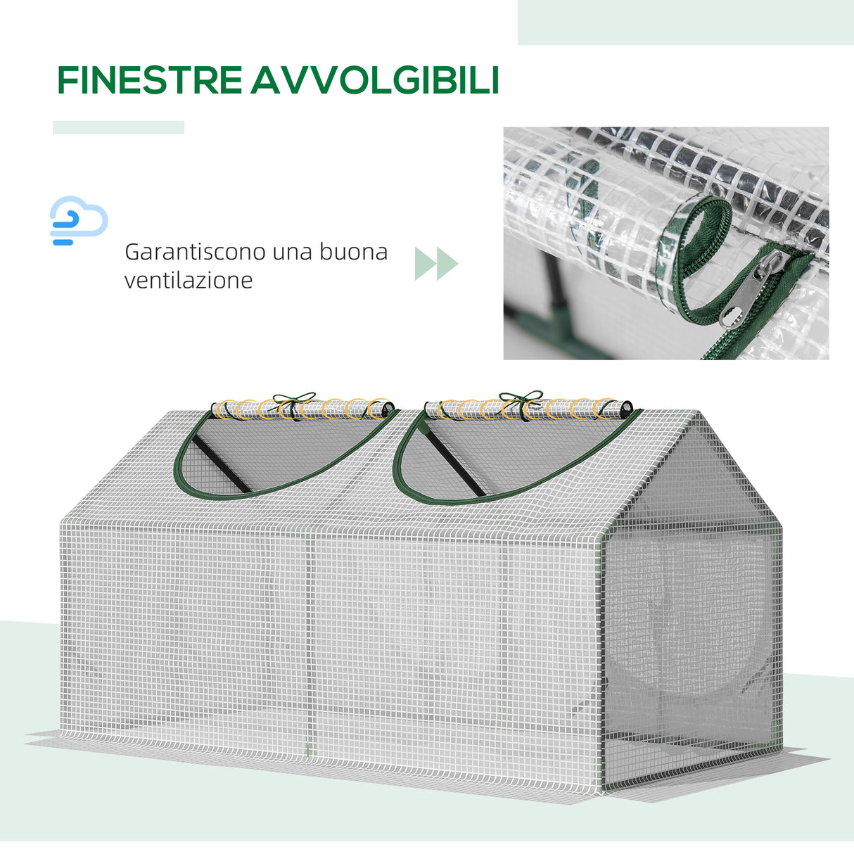 easycomfort easycomfort mini serra da giardino con 2 finestre avvolgibili e copertura pe anti uv 119x60x60cm bianco