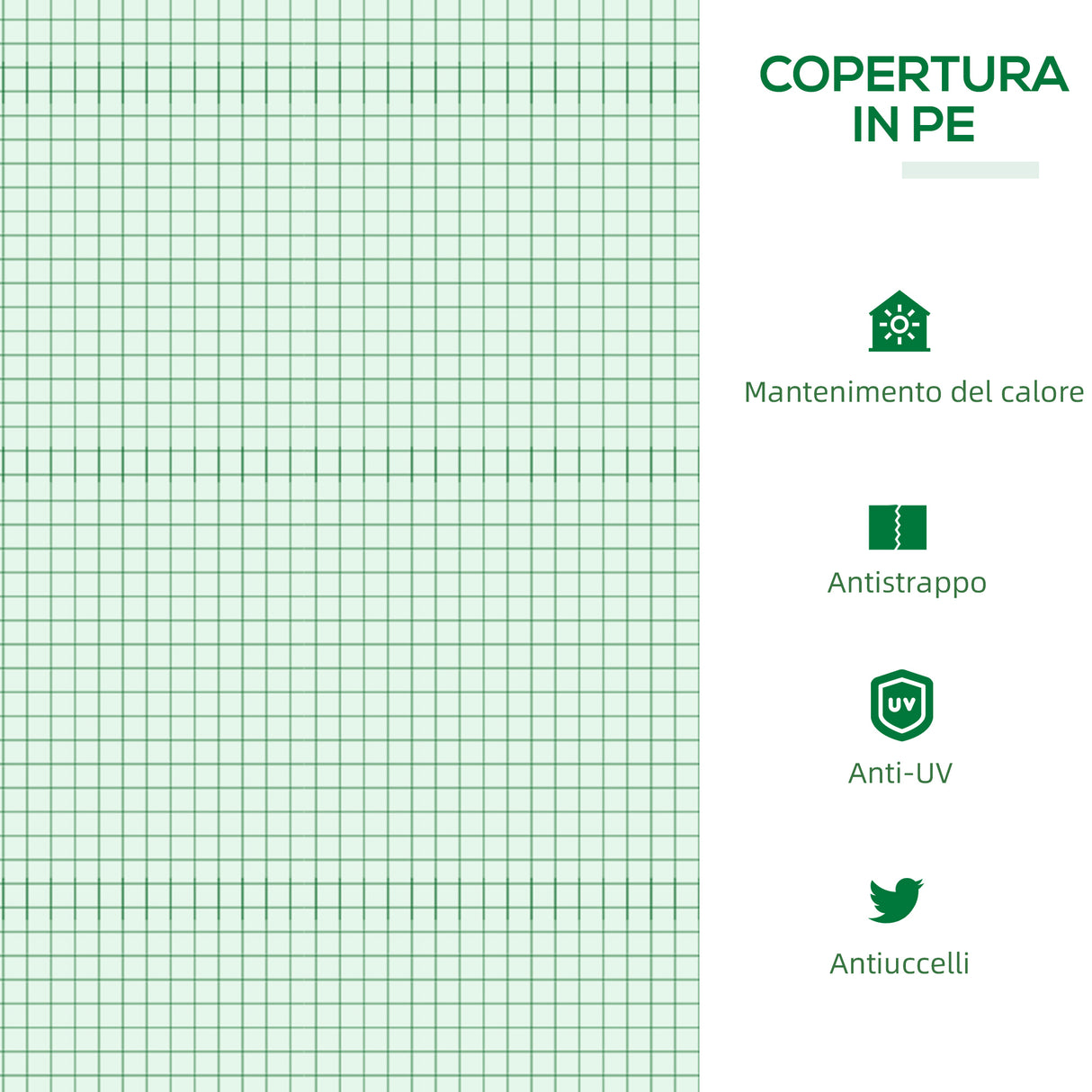 easycomfort easycomfort mini serra da giardino con 3 finestre avvolgibili e copertura pe anti uv 180x60x60cm verde