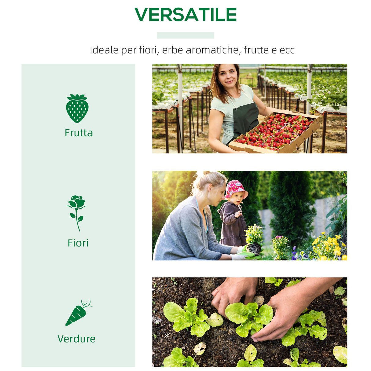 easycomfort easycomfort mini serra da giardino con 3 finestre avvolgibili e copertura pe anti uv 180x60x60cm verde