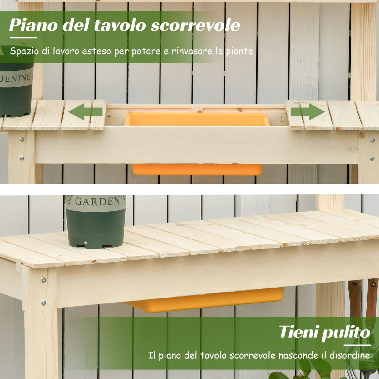 easycomfort easycomfort banco da lavoro per giardinaggio in legno naturale con vaschetta integrata mensole e ganci 100x40x140cm