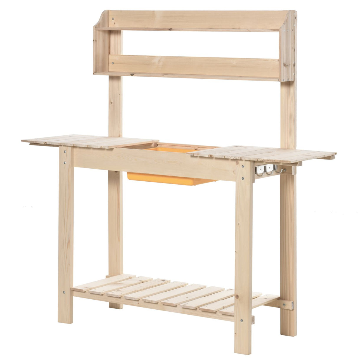 easycomfort easycomfort banco da lavoro per giardinaggio in legno naturale con vaschetta integrata mensole e ganci 100x40x140cm