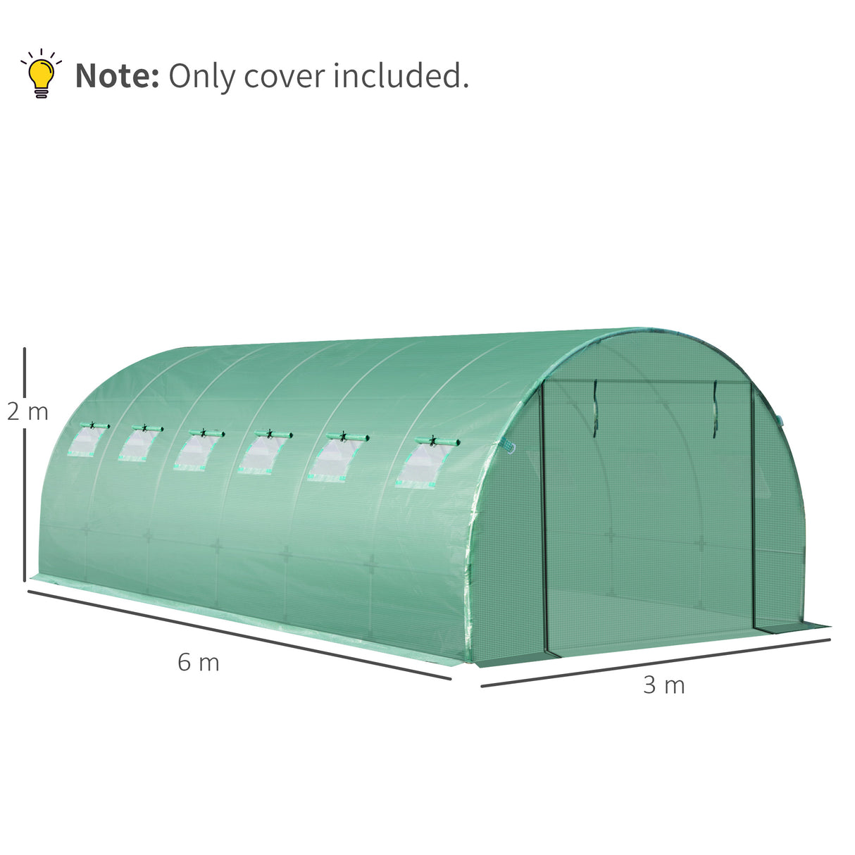 easycomfort easycomfort telo per serra in pe con 12 finestre porta avvolgibile e bordi interrati 6x3x2 m verde