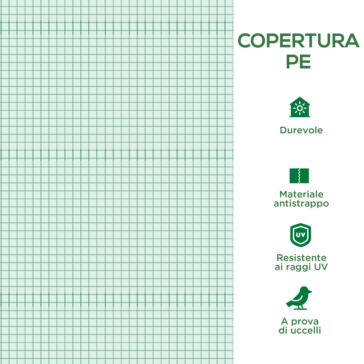 easycomfort easycomfort telo per serra in pe con 12 finestre porta avvolgibile e bordi interrati 6x3x2 m verde