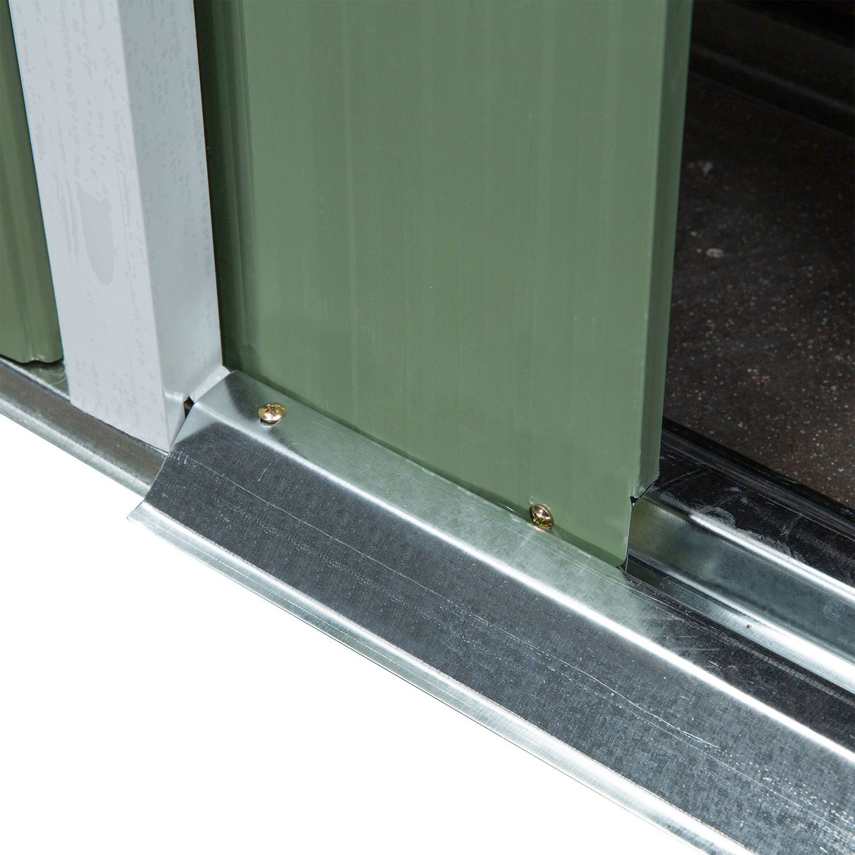 easycomfort easycomfort casetta da giardino in acciaio con doppia porta scorrevole e prese daria 213x130x173 cm verde