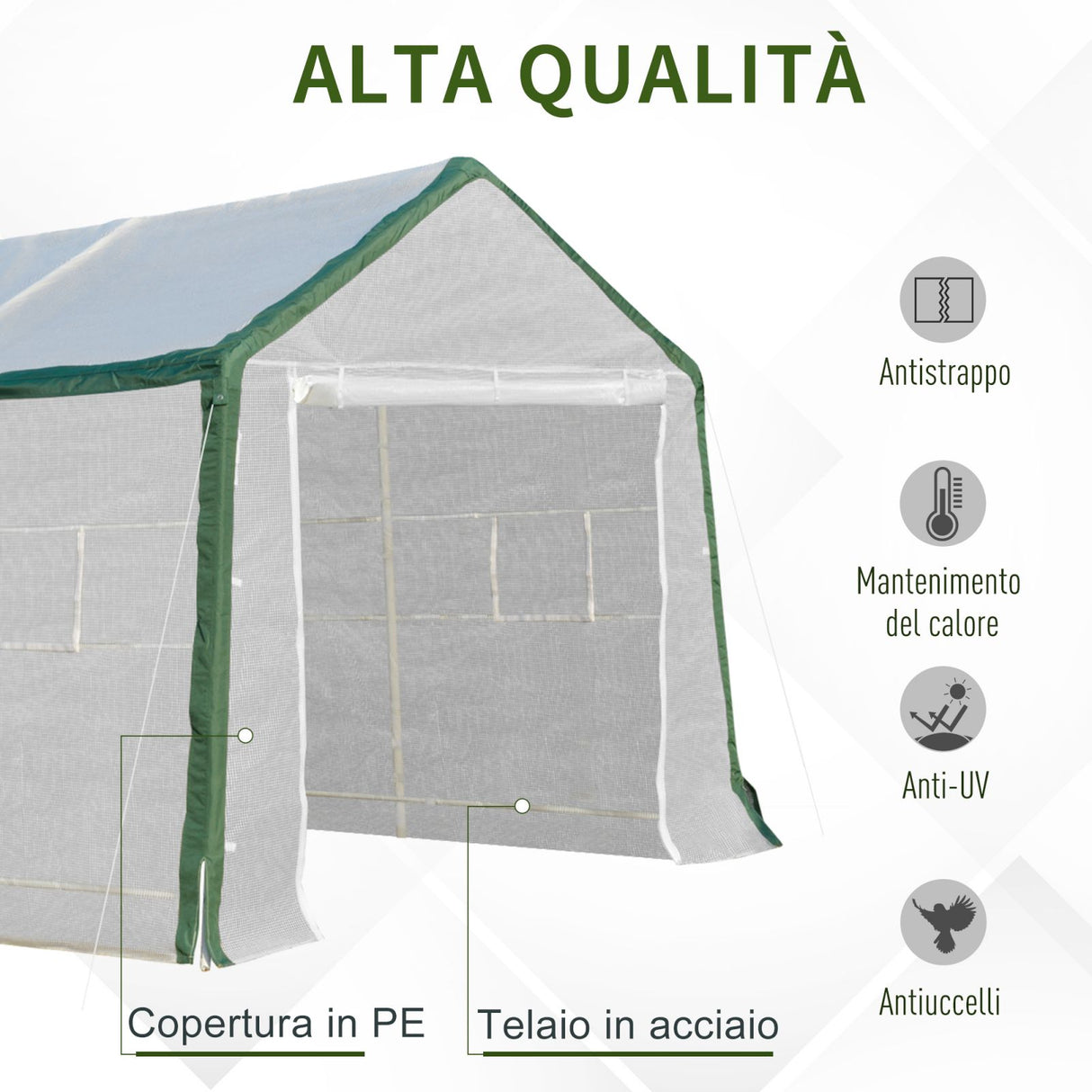 easycomfort easycomfort serra da giardino con 8 finestre copertura in pe struttura in acciaio ean 8055776911274