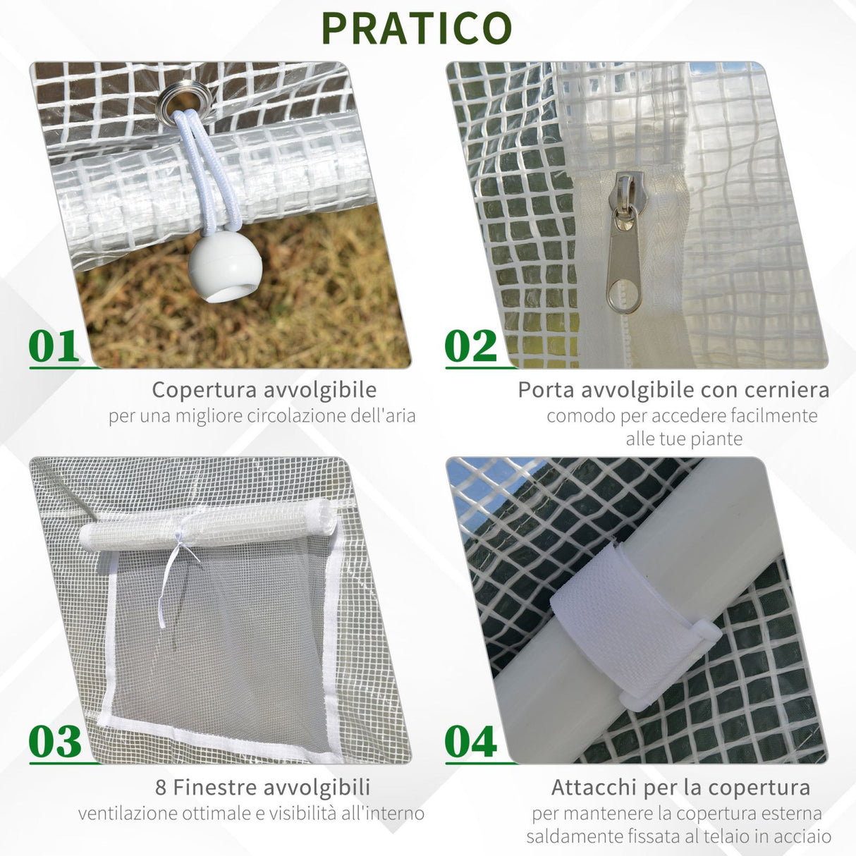 easycomfort easycomfort serra da giardino con 8 finestre copertura in pe struttura in acciaio ean 8055776911274