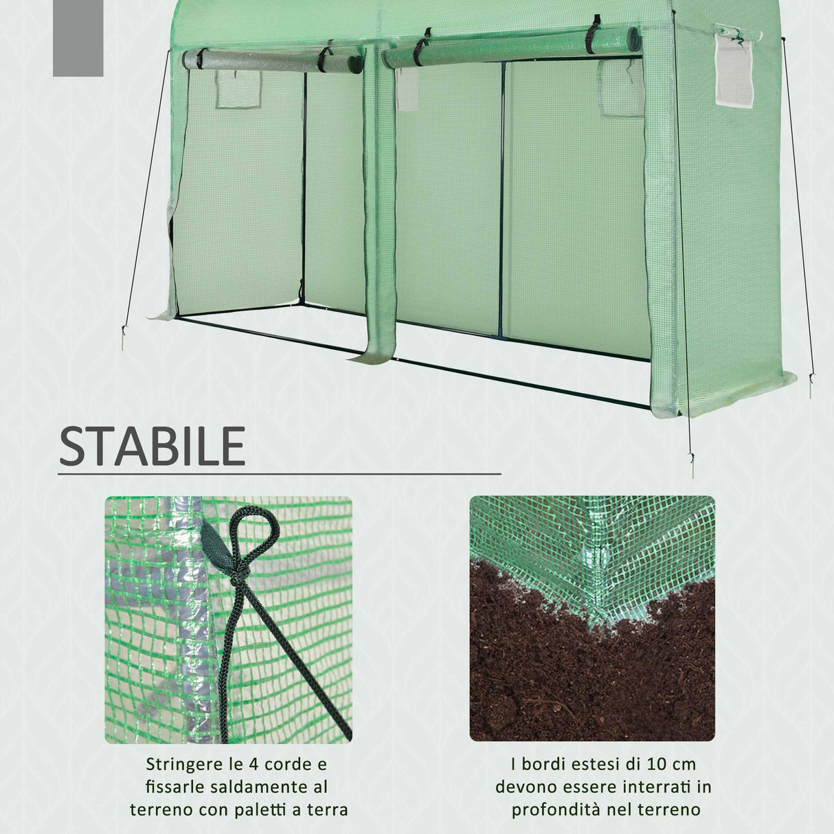 easycomfort easycomfort serra a tunnel da giardino 2 porte avvolgibili 4 finestre acciaio e pe 300 x 100 x 200cm ean 8054111845380