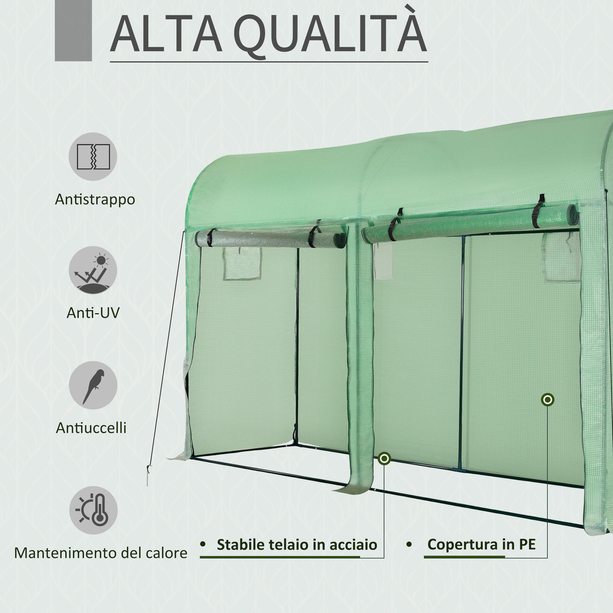 easycomfort easycomfort serra a tunnel da giardino 2 porte avvolgibili 4 finestre acciaio e pe 300 x 100 x 200cm ean 8054111845380