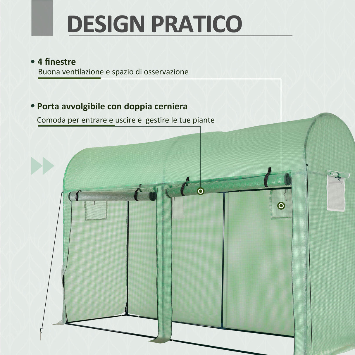 easycomfort easycomfort serra a tunnel da giardino 2 porte avvolgibili 4 finestre acciaio e pe 300 x 100 x 200cm ean 8054111845380