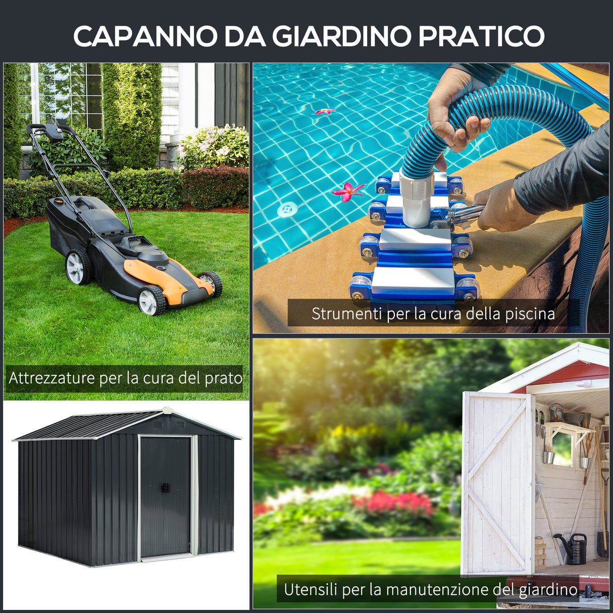 easycomfort easycomfort casetta da giardino porta utensili in lamiera di acciaio capanno da giardino in acciaio con porte scorrevoli 236x174x190cm grigio