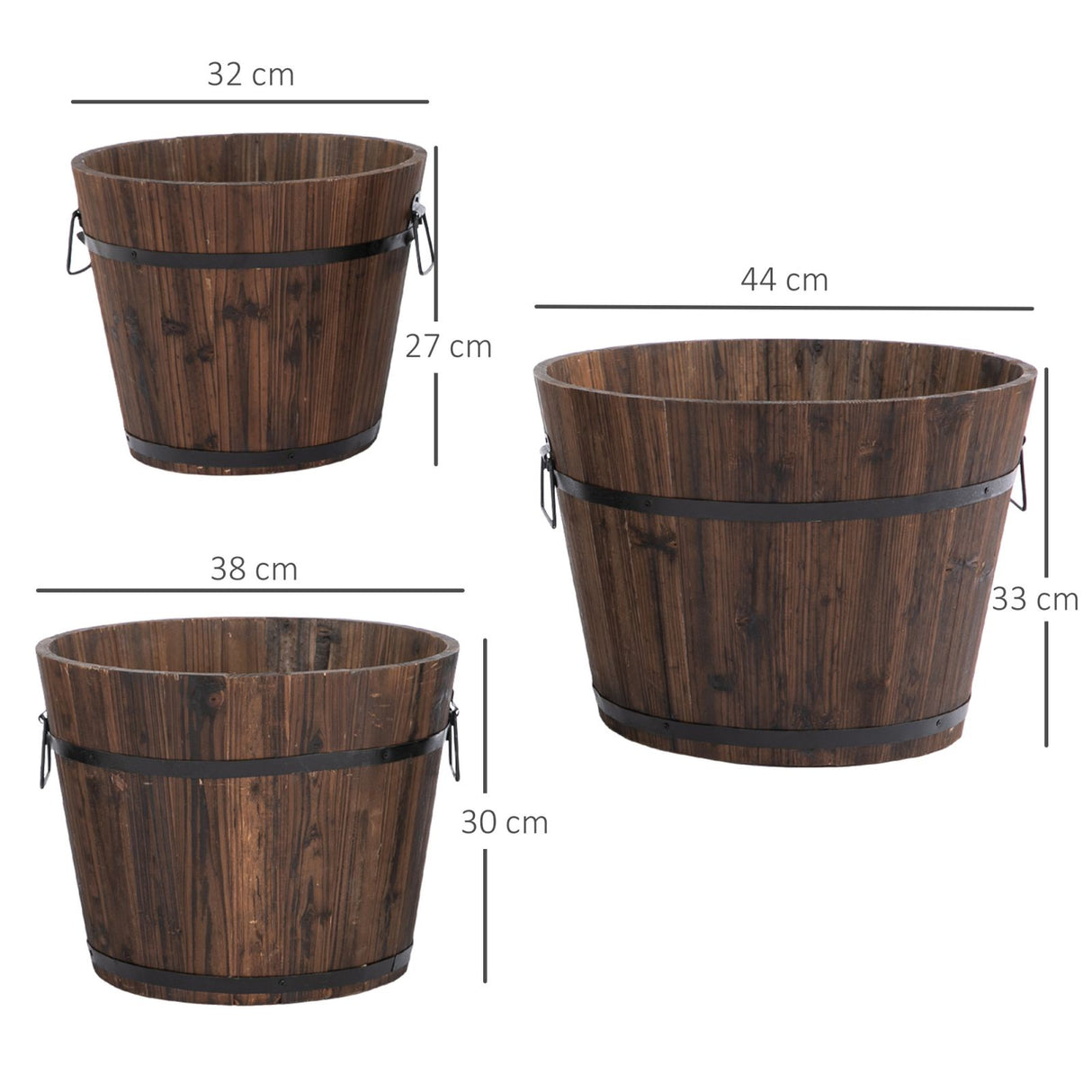 easycomfort easycomfort set 3 vasi per piante in legno dimensioni varie per giardino e interni ean 8054144135892