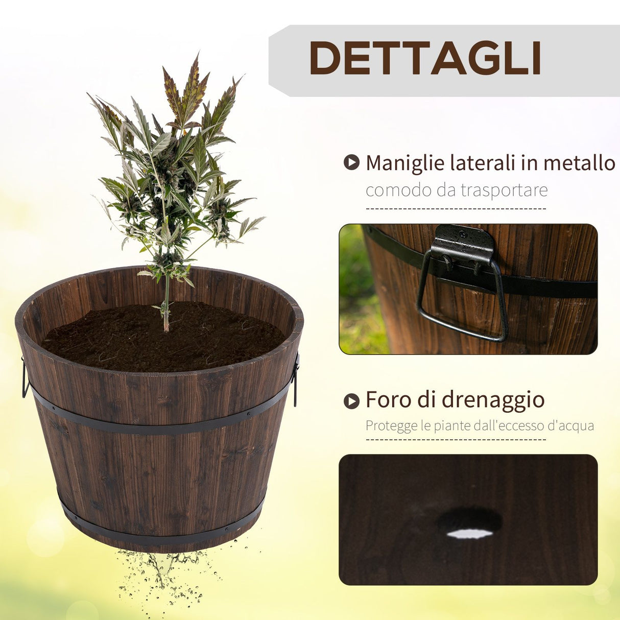 easycomfort easycomfort set 3 vasi per piante in legno dimensioni varie per giardino e interni ean 8054144135892