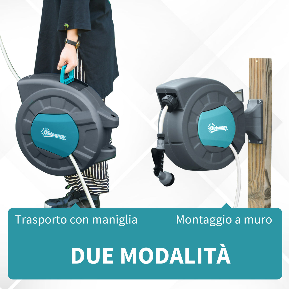 easycomfort easycomfort avvolgitubo automatico a parete girevole a 180 tubo da 15m e pistola multifunzione