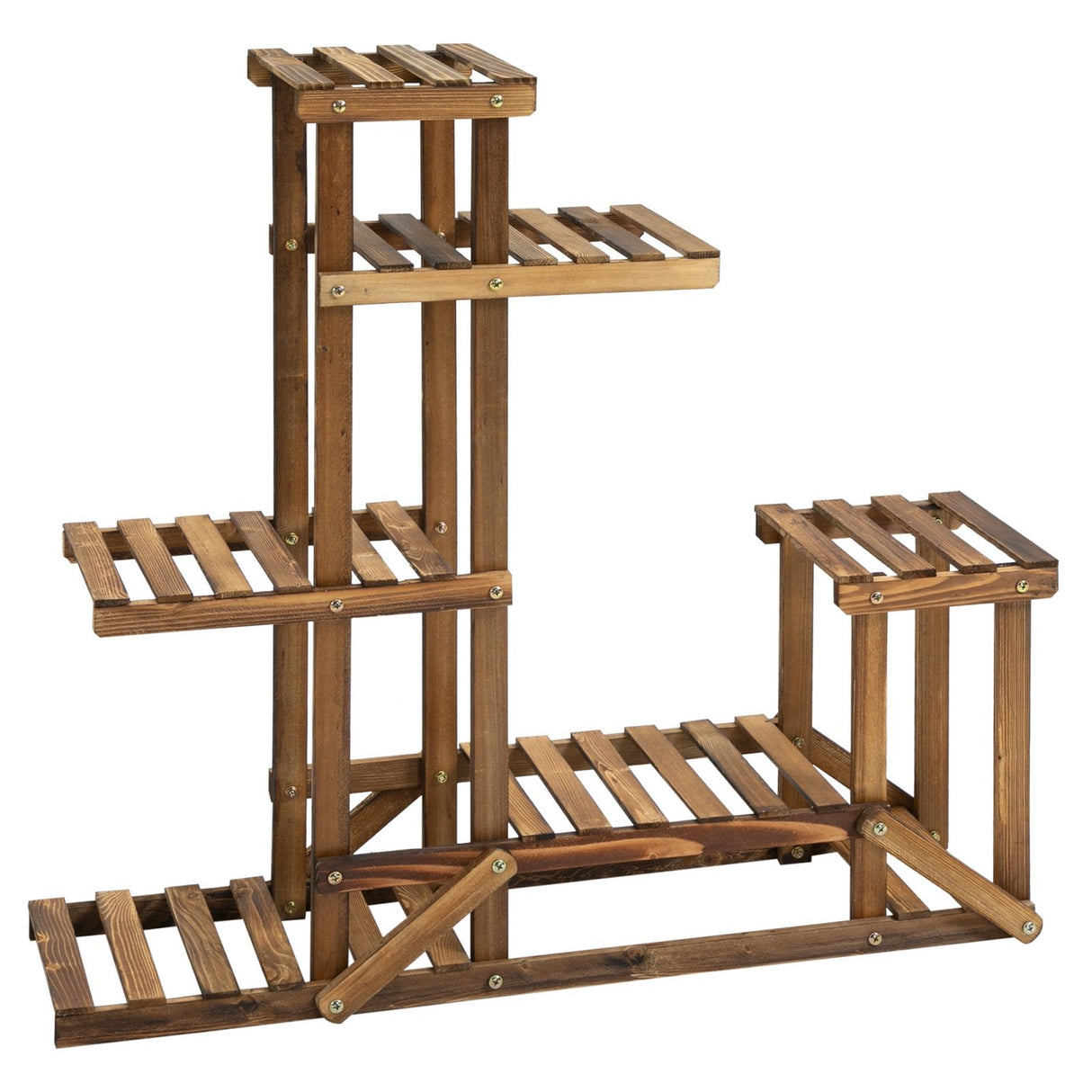 easycomfort easycomfort scaffale porta piante asimmetrico a 6 livelli per giardino e casa in legno 98x28x96.5cm