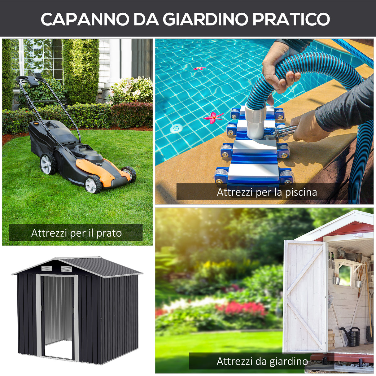 easycomfort easycomfort capanno da giardino 2x1.5x1.9m in acciaio zincato doppia porta scorrevole e 4 prese daria