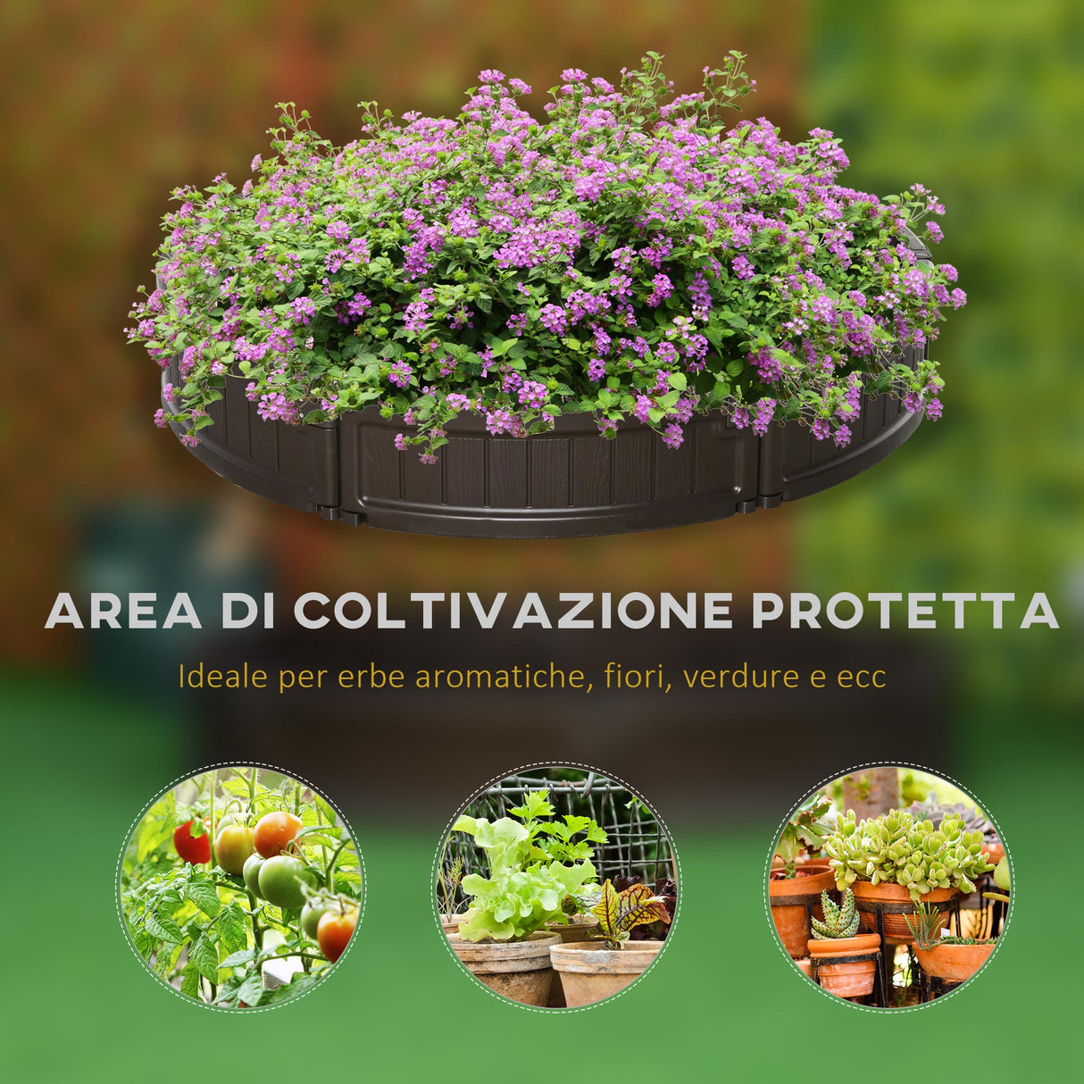 easycomfort easycomfort letto per orto rialzato in hdpe fioriera da esterno rotonda 123x21cm marrone