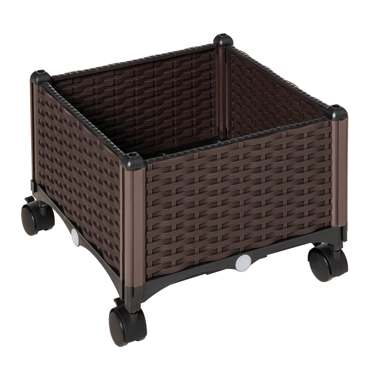 easycomfort easycomfort fioriera da esterno in plastica con 4 ruote e disco auto irrigante 40x40x31 5cm