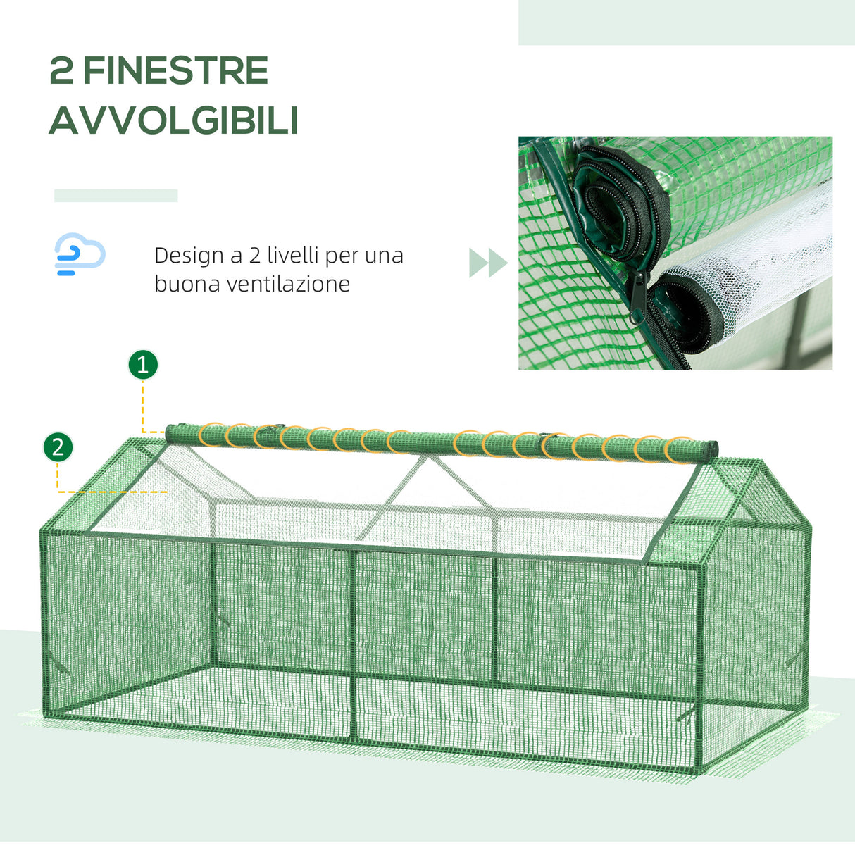 easycomfort easycomfort serra piccola per giardino e balcone con finestre e copertura in pe 180x90x70cm verde