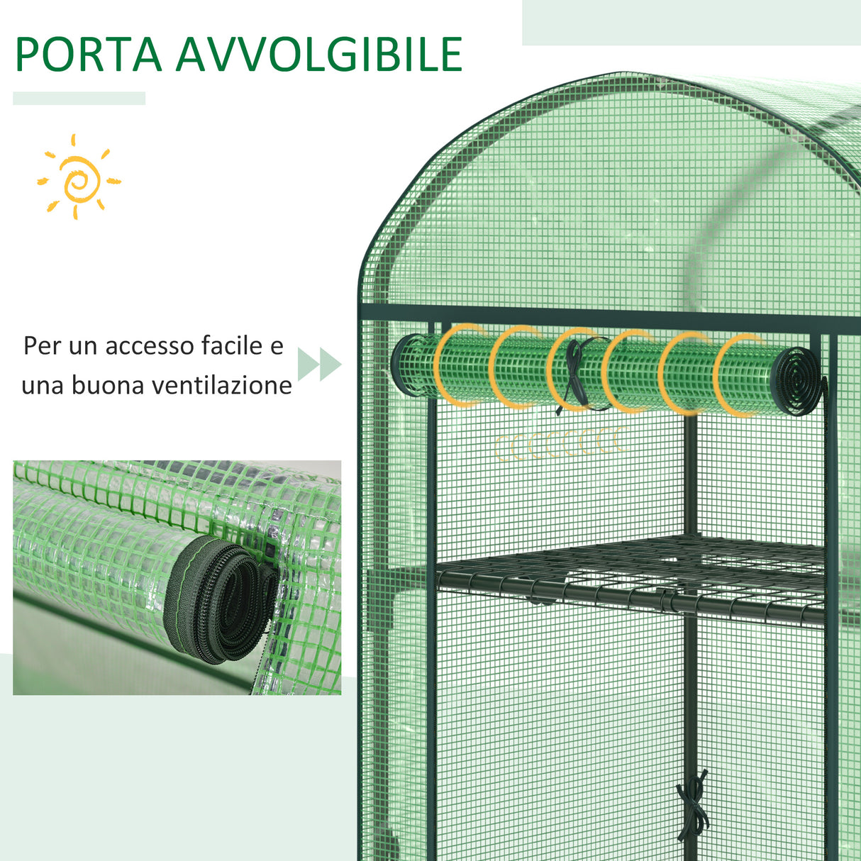 easycomfort easycomfort mini serra da giardino con 2 ripiani in metallo e copertura in pe 69x49x92cm verde