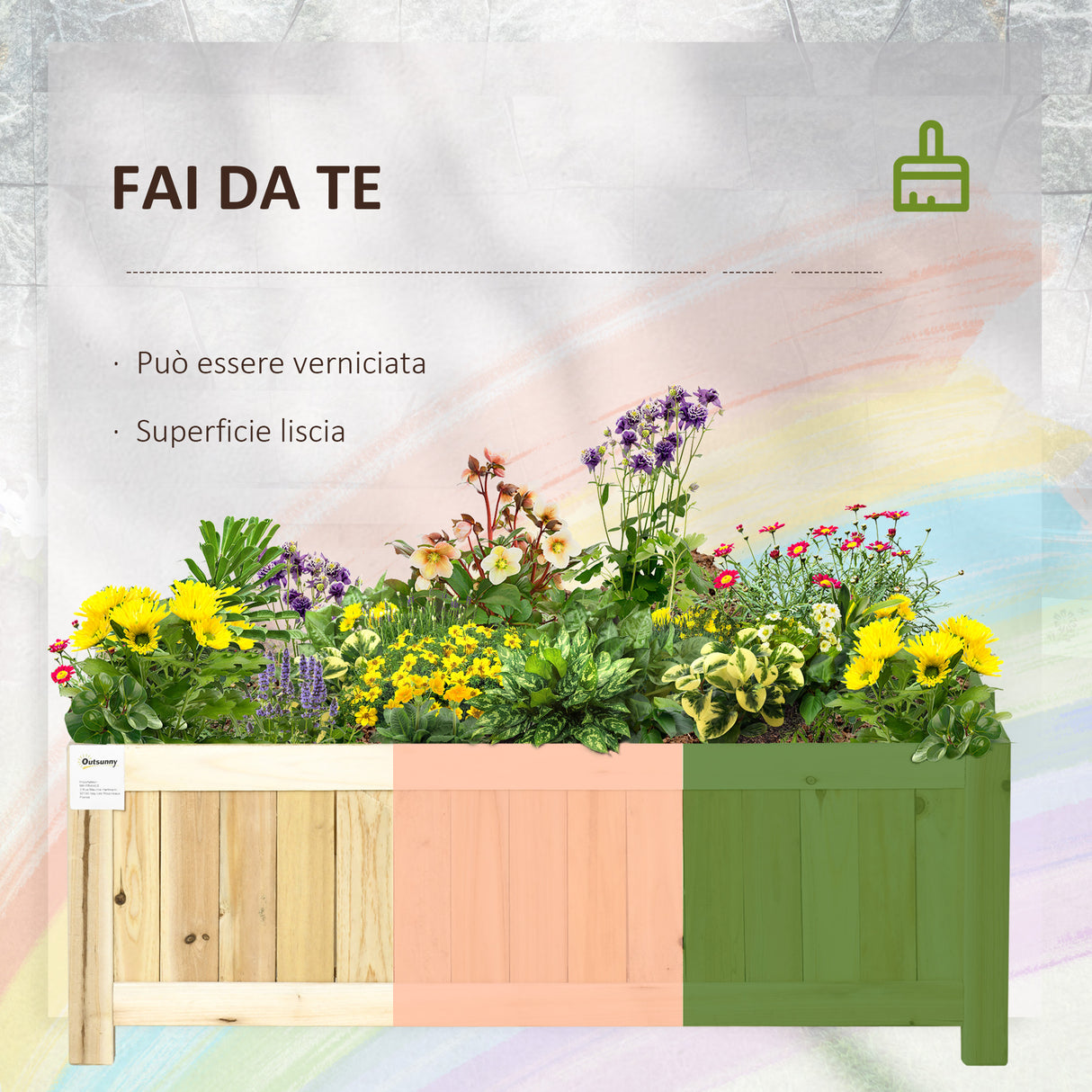 easycomfort easycomfort fioriera in legno pieghevole da esterno con base drenante 70x30x25cm