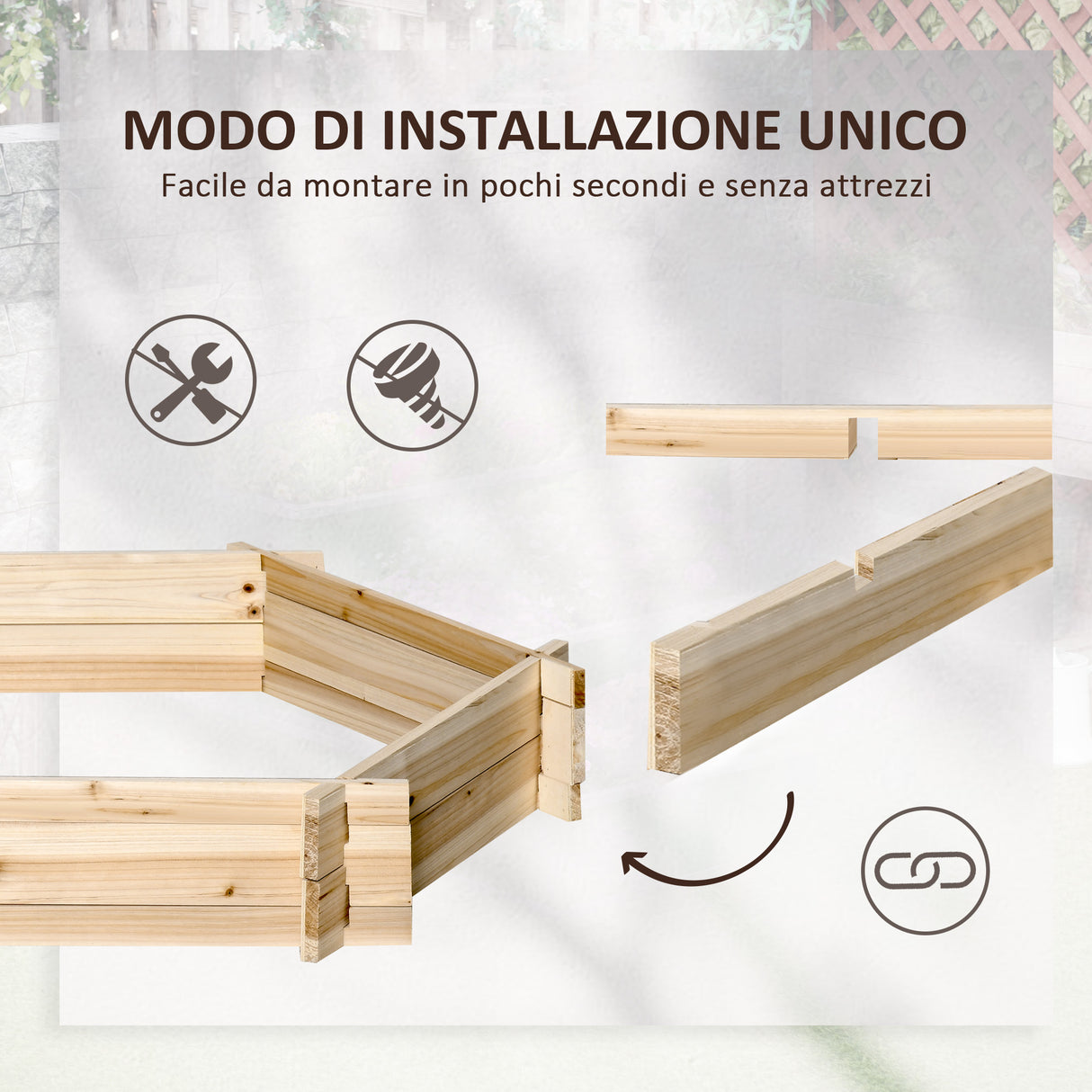 easycomfort easycomfort letto per orto senza base e con struttura a incastro in legno 100x92x16cm