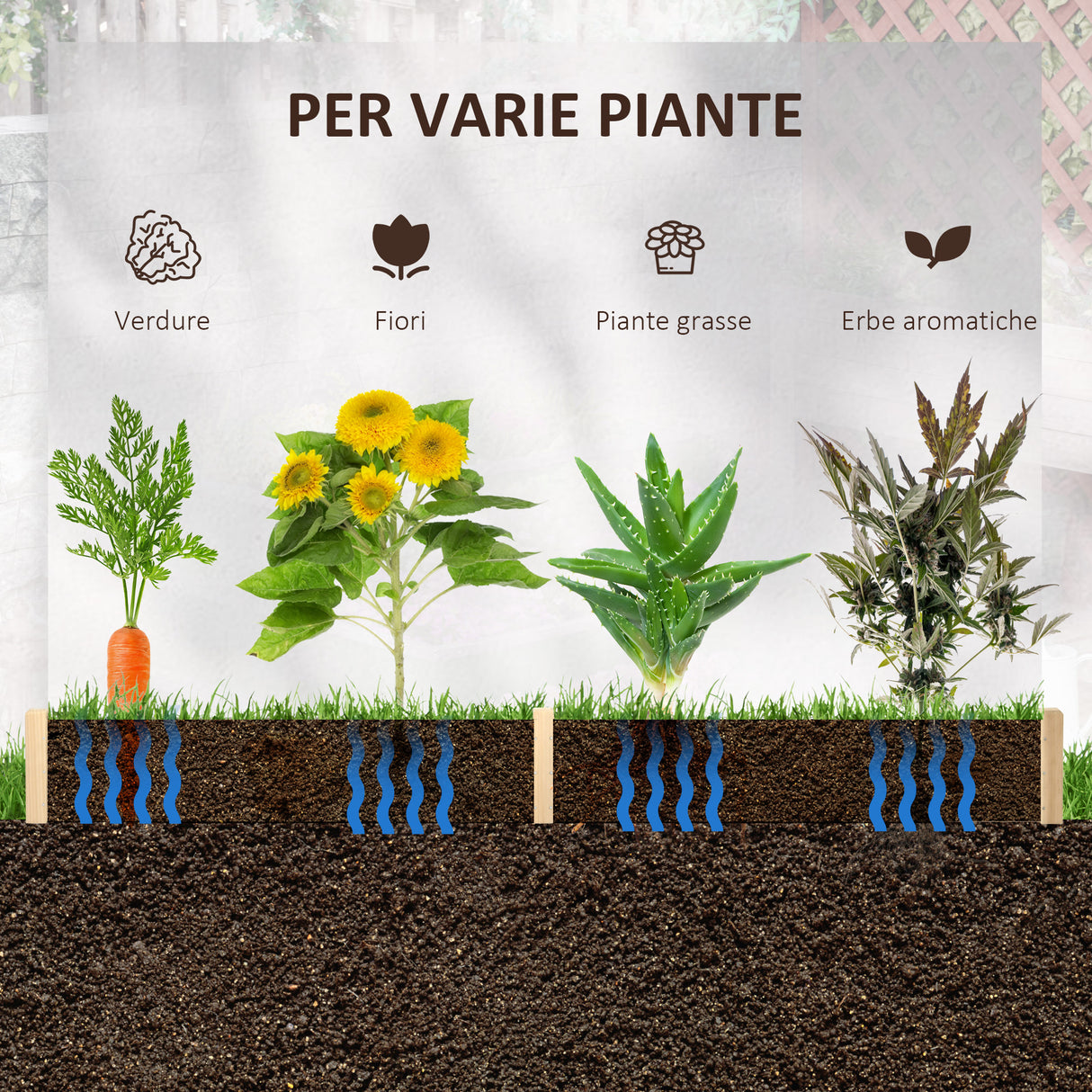 easycomfort easycomfort letto per orto senza base e con struttura a incastro in legno 100x92x16cm