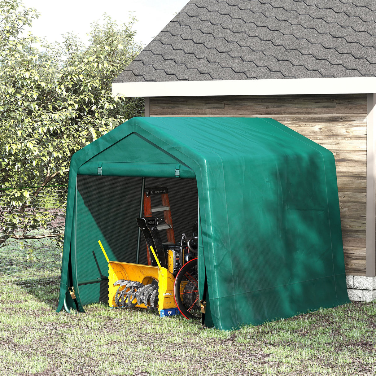 easycomfort easycomfort tendone garage per auto moto e attrezzi in metallo e tessuto pe 240x200x202cm verde