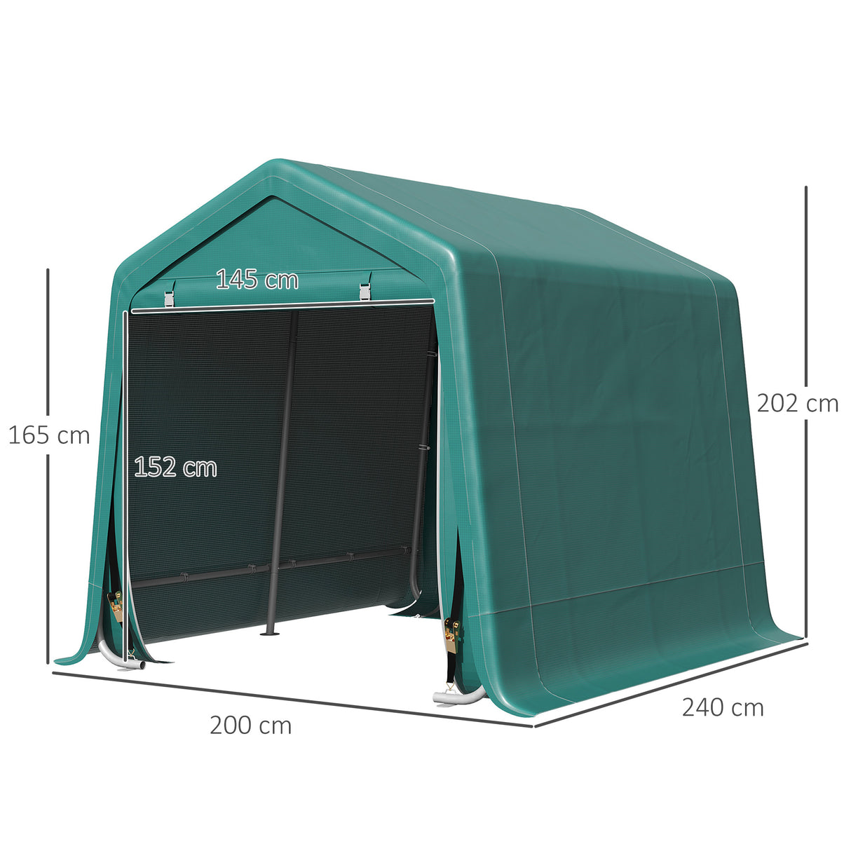 easycomfort easycomfort tendone garage per auto moto e attrezzi in metallo e tessuto pe 240x200x202cm verde