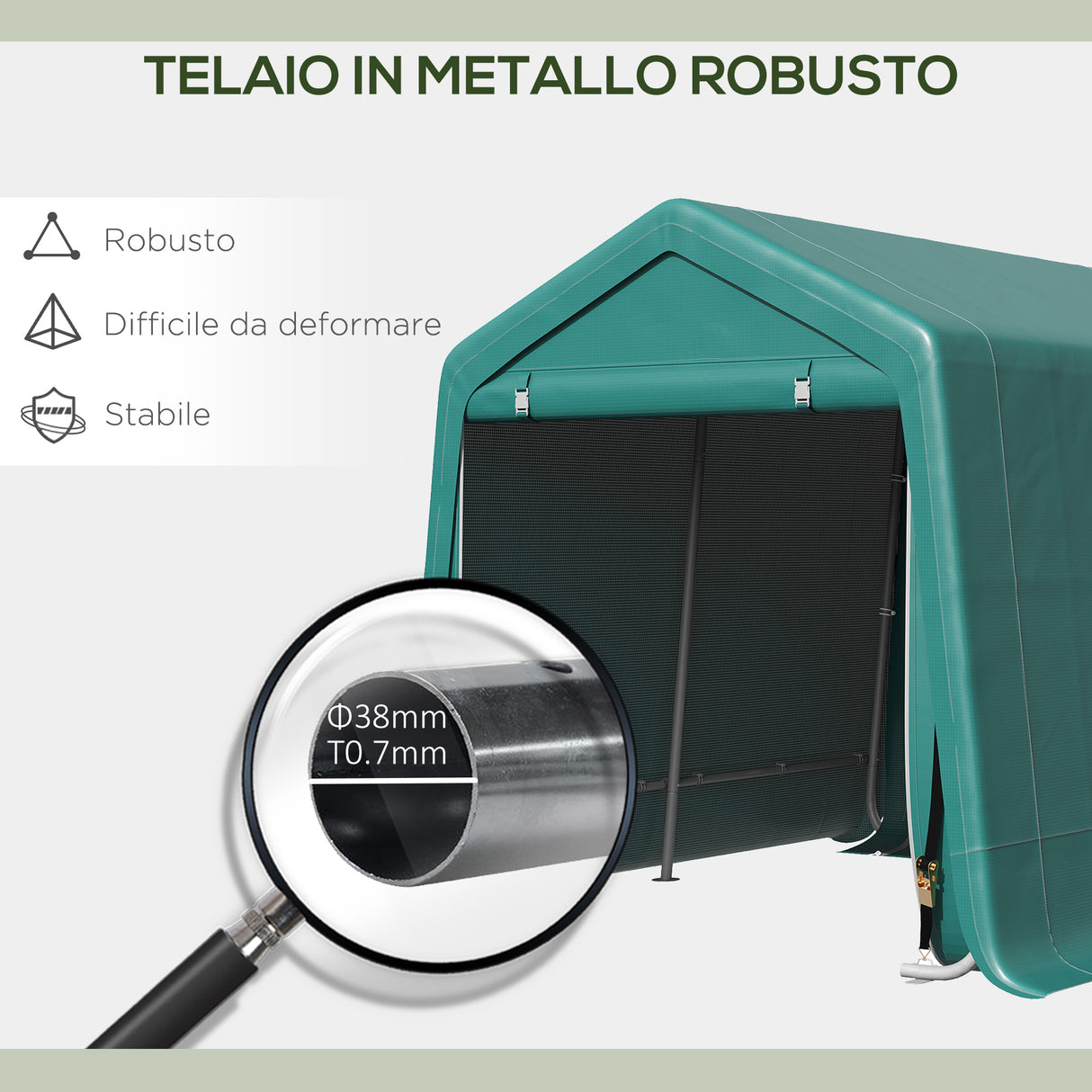 easycomfort easycomfort tendone garage per auto moto e attrezzi in metallo e tessuto pe 240x200x202cm verde