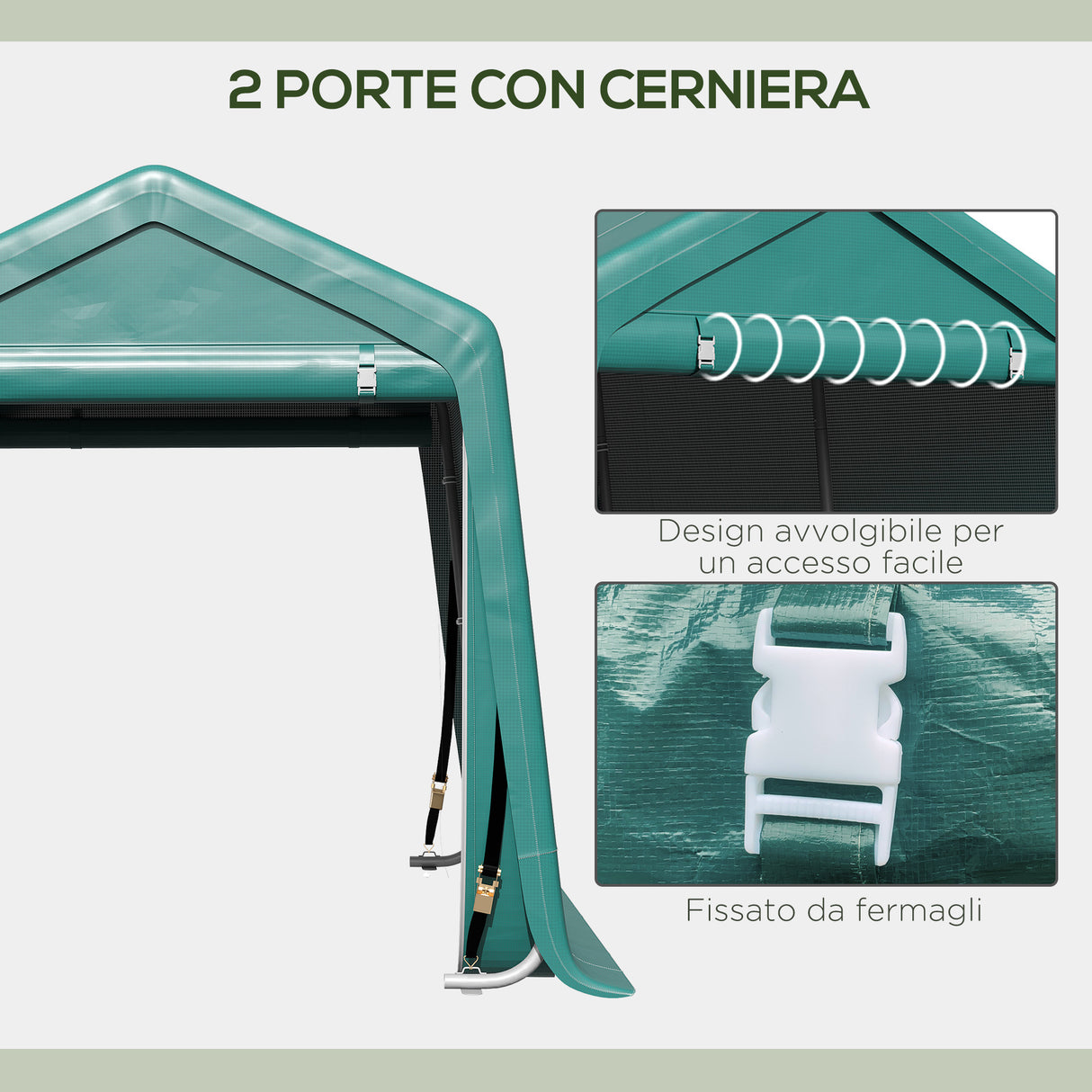 easycomfort easycomfort tendone garage per auto moto e attrezzi in metallo e tessuto pe 240x200x202cm verde