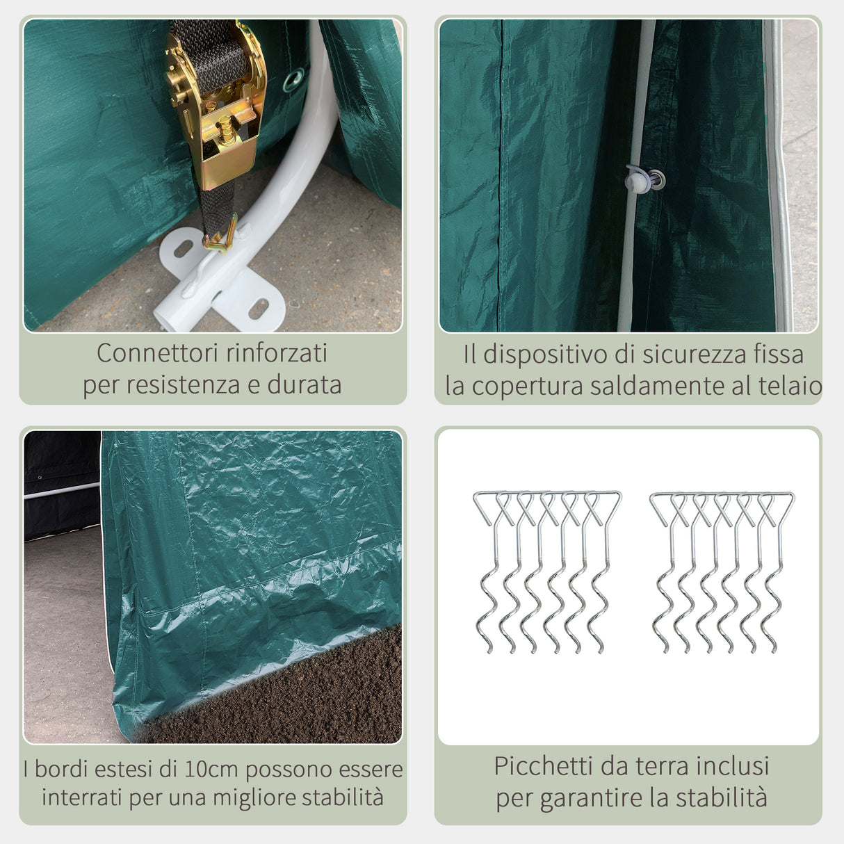 easycomfort easycomfort tendone garage per auto moto e attrezzi in metallo e tessuto pe 240x200x202cm verde