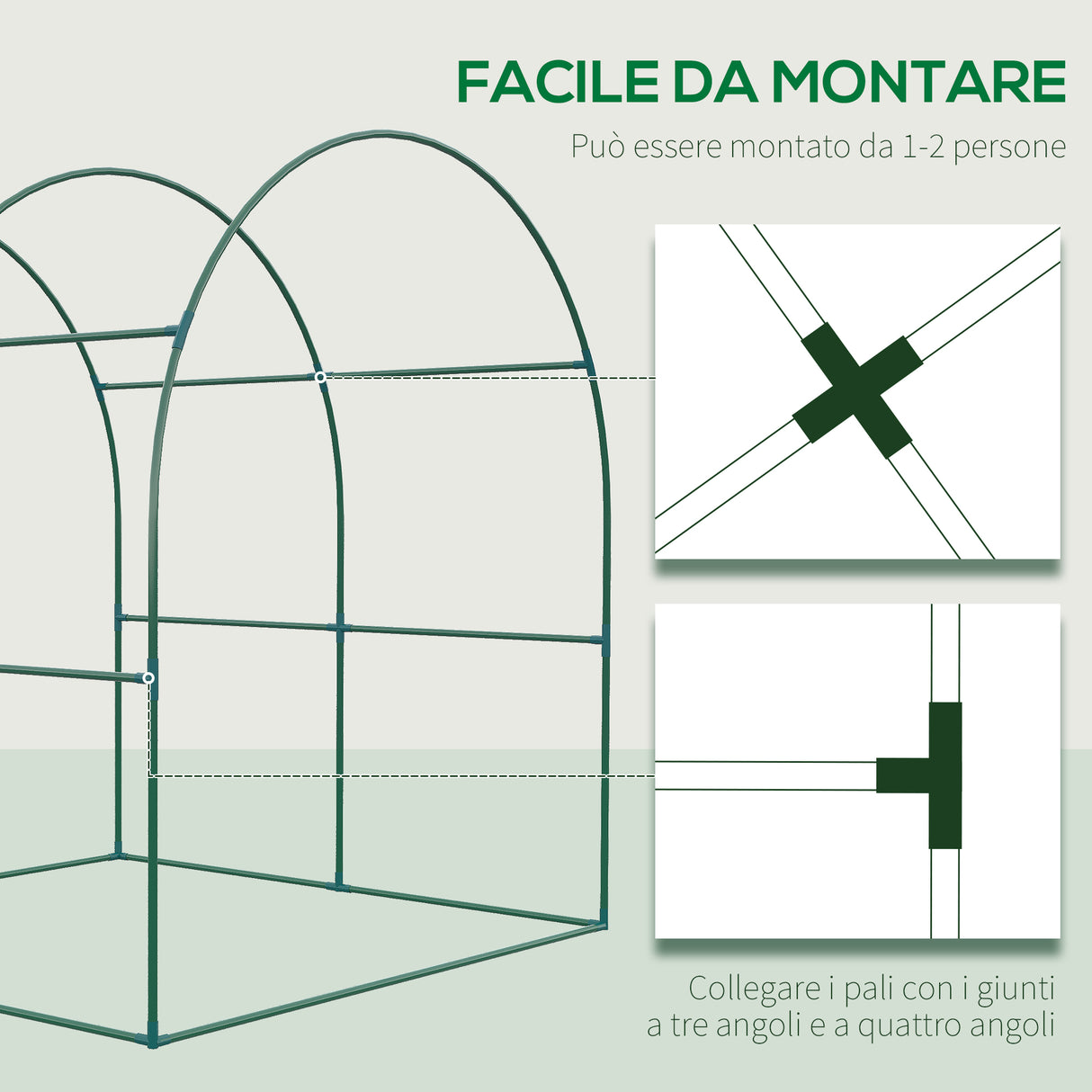 easycomfort easycomfort serra da giardino a tunnel con porte e finestre avvolgibili in pe verde 180x180x200cm