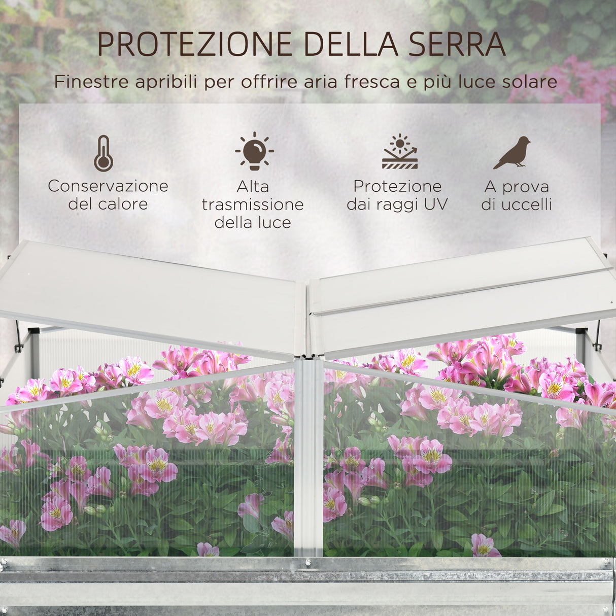 easycomfort easycomfort fioriera in metallo rialzata con copertura in pc per uso esterno in giardino e balcone 126x107x57 567 5 cm