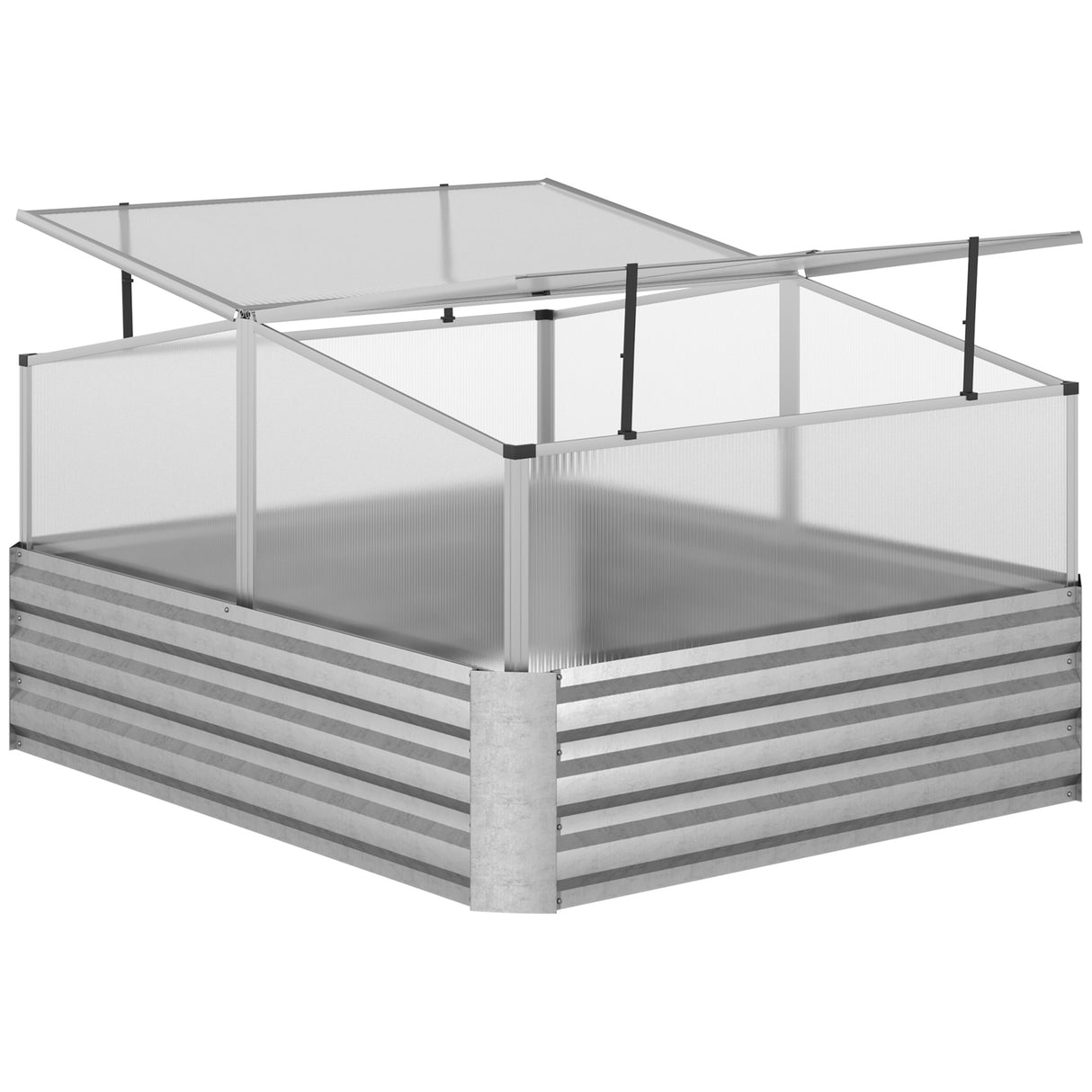 easycomfort easycomfort fioriera in metallo rialzata con copertura in pc per uso esterno in giardino e balcone 126x107x57 567 5 cm